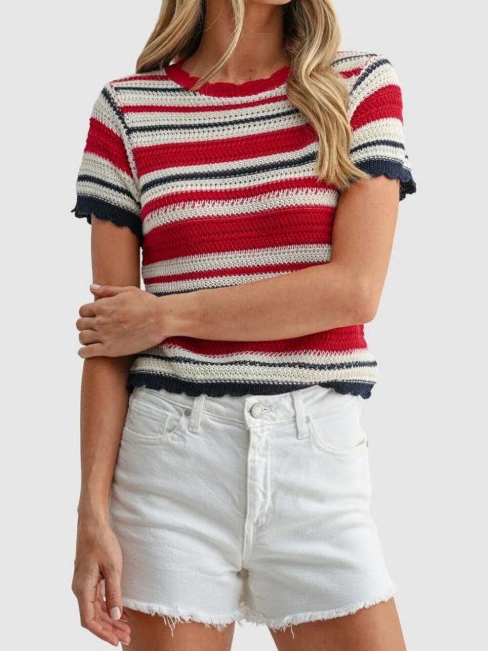 Target Universal Thread Red White and Navy Blue Striped Summer Sweater